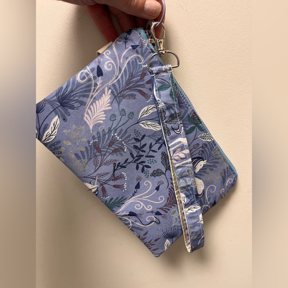 Floral Blue Wristlet Clutch